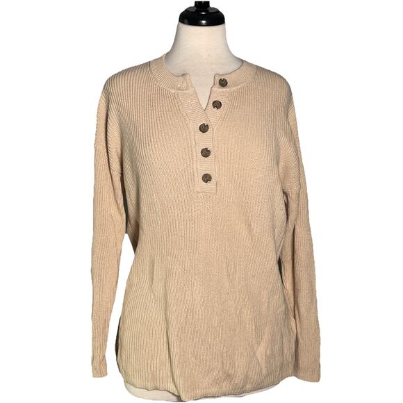 Aerie Women’s Knit Long Sleeve 100% Cotton Oversized Off-White Cardigan Medium - Picture 1 of 4